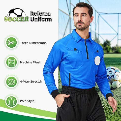 Cutiehon Soccer Secrivere Jersey ، قميص الحكم الرسمي لكرة القدم الرسمي للمحترفين ، يضم حامل شارة وجيوب in Kuwait