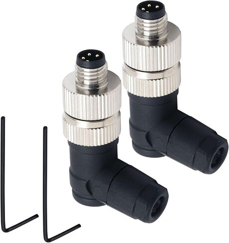 M8 4 Pin Male Male Socket Panel Connector ، موصل مستشعر دائري صناعي 8 ملم ، IP67 في الهواء الطلق IP67 A CODING 2 PCS الزاوية اليمنى in Kuwait