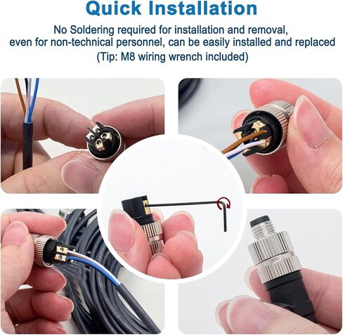 M8 4 Pin Male Male Socket Panel Connector ، موصل مستشعر دائري صناعي 8 ملم ، IP67 في الهواء الطلق IP67 A CODING 2 PCS الزاوية اليمنى in Kuwait
