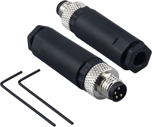 M8 4 Pin Male Male Socket Panel Connector ، موصل مستشعر دائري صناعي 8 ملم ، IP67 في الهواء الطلق IP67 A CODING 2 PCS الزاوية اليمنى in Kuwait