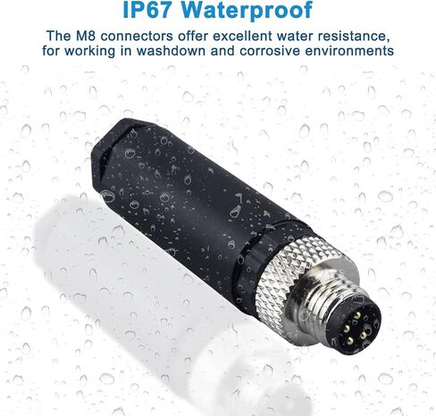M8 4 Pin Male Male Socket Panel Connector ، موصل مستشعر دائري صناعي 8 ملم ، IP67 في الهواء الطلق IP67 A CODING 2 PCS الزاوية اليمنى in Kuwait
