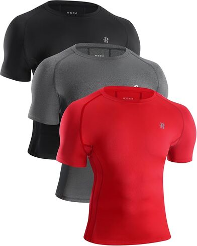 Runhit 3 Pack Men Men Lusserts قمصان قصيرة الأكمام الرياضية الرياضية الرياضية بارد جاف تجريب قمم القاعدة الرياضية أسفل الطبقة السفلية in Saudi Arabia