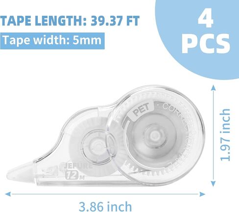 50 Pcs Correction Tape, 39.4 Ft White Wrong Out Tear-Resistant Bulk, Instant Corrections Easy To Use Applicator for School, Office, Note Taking, Journal (Tape Width 0.2 in, Clear) in Kuwait