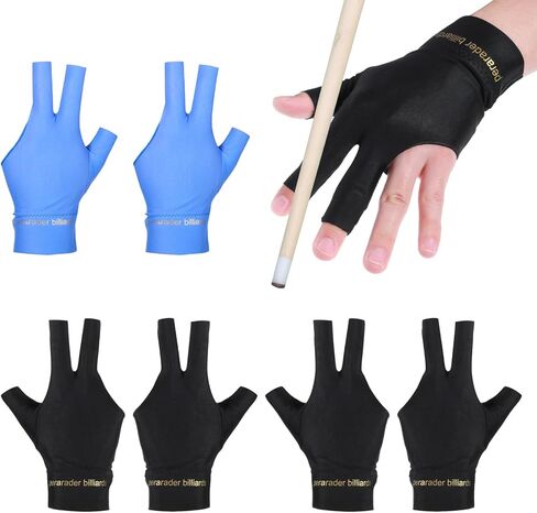 Vin Beauty 6 PCS Pool Gloves Billiards Left Hand, Billiard Pool Gloves for Left Hand 3 Finger Shooters Snooker Cue Sport Glove for Men & Women in Saudi Arabia