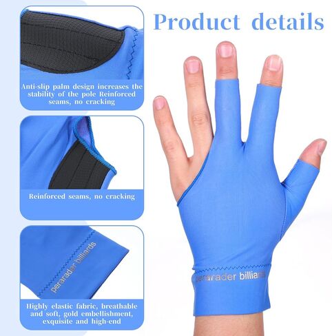 Vin Beauty 6 PCS Pool Gloves Billiards Left Hand, Billiard Pool Gloves for Left Hand 3 Finger Shooters Snooker Cue Sport Glove for Men & Women in Saudi Arabia