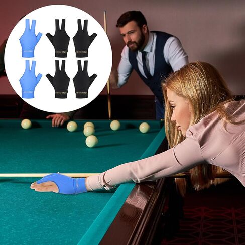 Vin Beauty 6 PCS Pool Gloves Billiards Left Hand, Billiard Pool Gloves for Left Hand 3 Finger Shooters Snooker Cue Sport Glove for Men & Women in Saudi Arabia