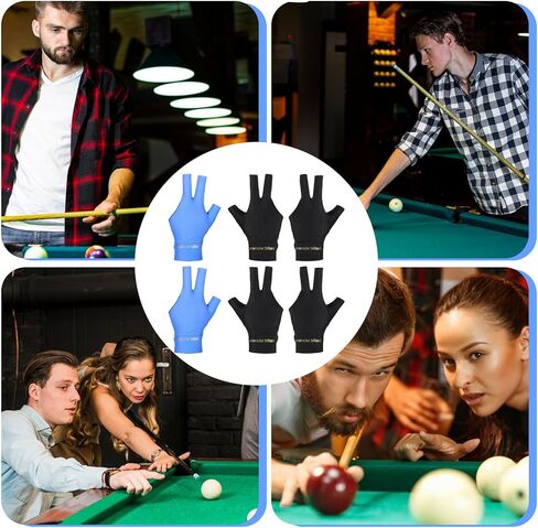 Vin Beauty 6 PCS Pool Gloves Billiards Left Hand, Billiard Pool Gloves for Left Hand 3 Finger Shooters Snooker Cue Sport Glove for Men & Women in Saudi Arabia