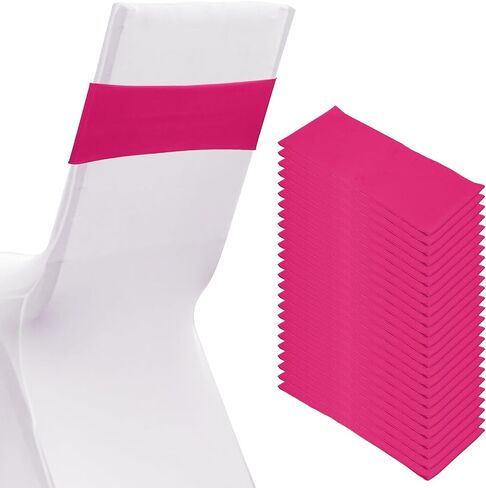 Patikil Premium Spandex Chair Sashes أقواس ، 25 PCS مرنة تمتد تغطية فرقة تغطية الفرقة مع مشبك شريط التمرير لزجاج حفلات عيد الميلاد ، ROSE RED in Kuwait