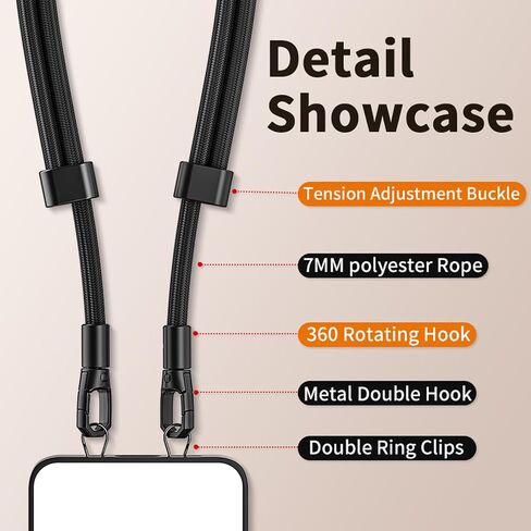 saxsion Phone Lanyard with Double Metal Buckle, Anti-Theft Crossbody Strap for iPhone, Heavy-Duty Adjustable Neck Holder in Saudi Arabia