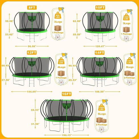 1500 رطل Tranpoline Outdoor 8 10 12 14 16ft tranpoline للأطفال والبالغين ، 【من السهل التثبيت والبناء لآخر tranpolines الترفيه in Kuwait