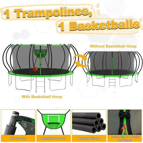 1500 رطل Tranpoline Outdoor 8 10 12 14 16ft tranpoline للأطفال والبالغين ، 【من السهل التثبيت والبناء لآخر tranpolines الترفيه in Kuwait