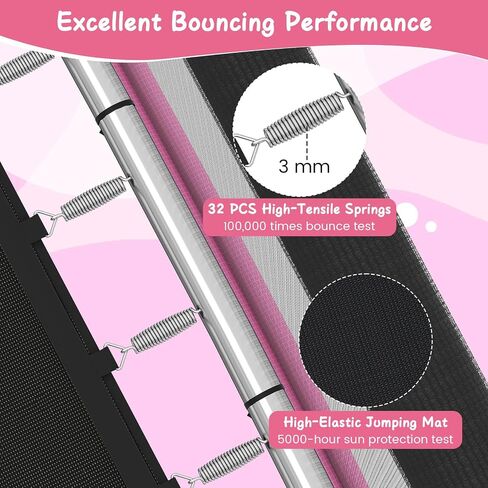 Gymax Trampoline للأطفال ، 70 "صغارًا مع أرجوحة قابلة للانفصال ، شريط أفقي وشبكة العلبة الشاملة ، ASTM Rectangle Kids Trampoline للداخلية/الخارجية in Saudi Arabia