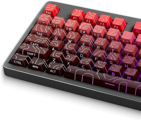Gray to Black Gradient PBT Keycaps - Cherry Profile Double Shot Shine Through Key caps Set for Mechanical Keyboard (135 Keys) - Smoky Gray to Black Transition, RGB Compatible。 in Saudi Arabia