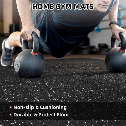 0.79in Extra-Thick 48 Sq Ft Exercise Equipment Mats, 12 Tiles Rubber Top EVA Foam Workout Mats, Interlocking Gym Flooring for Home Gym, 24 x 24in, Black & White in Kuwait