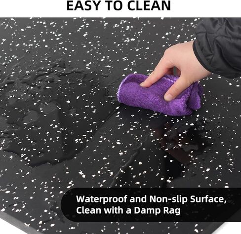 0.79in Extra-Thick 48 Sq Ft Exercise Equipment Mats, 12 Tiles Rubber Top EVA Foam Workout Mats, Interlocking Gym Flooring for Home Gym, 24 x 24in, Black & White in Kuwait