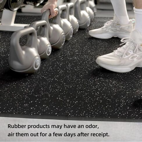 0.79in Extra-Thick 48 Sq Ft Exercise Equipment Mats, 12 Tiles Rubber Top EVA Foam Workout Mats, Interlocking Gym Flooring for Home Gym, 24 x 24in, Black & White in Kuwait