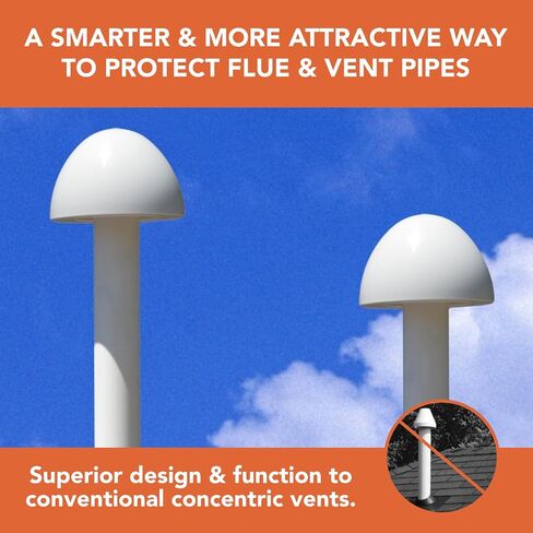 E-CAP321 PVC Vent Cap for Furnace Flue Pipe | Hemispherical GELOY CR7520 Resin Cover | Keep Small Animals Out of Exterior Vent Outlets | Exhaust Vent Cap Fits PVC Flue Pipes 1.5",2",&3" | Pack of 12 in Saudi Arabia