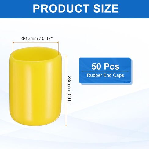 HARFINGTON 50pcs Round Rubber End Caps 12mm ID Bolt Covers Caps Vinyl Rubber Flexible Screw Thread Protectors for Metal Tube Rod Bolts, Translucent in Kuwait
