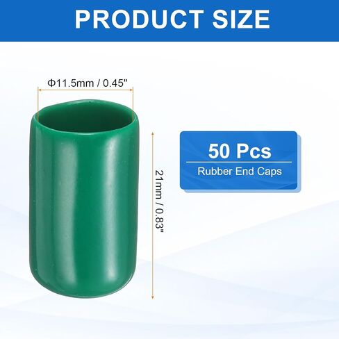 Harfington 50pcs Round Round Rubber End Caps 12mm Id Id Bolt Cover Caps Finyl Rubber Fensible Thread Thread Protts for Metal Tube Rod Bolts ، Wrapper in Saudi Arabia