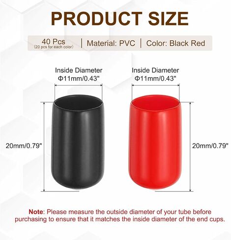 Patikil 16mm معرفات الطرفيات المطاطية ، 40 قطعة نصائح عالية من المطاط Temp Timps المسمار Cilicone End Caps واقي خيط مرن للأنابيب بقع أنبوب صيد الكرسي ، اللون الأحمر الأسود in Saudi Arabia