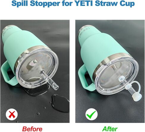 Silicone Spill Stopper Compatible with YETI Straw Cup, Mug Tumbler Accessories Including 2 Straw Cover Topper Cap, 2 Leak Proof Stopper in Kuwait