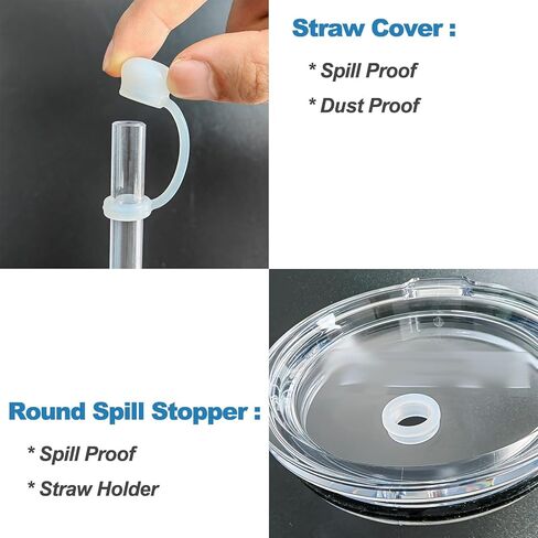 Silicone Spill Stopper Compatible with YETI Straw Cup, Mug Tumbler Accessories Including 2 Straw Cover Topper Cap, 2 Leak Proof Stopper in Kuwait