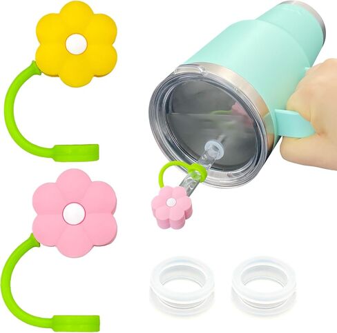 Silicone Spill Stopper Compatible with YETI Straw Cup, Mug Tumbler Accessories Including 2 Straw Cover Topper Cap, 2 Leak Proof Stopper in Kuwait