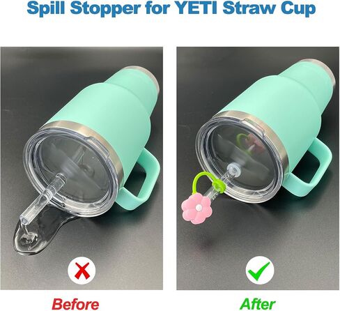 Silicone Spill Stopper Compatible with YETI Straw Cup, Mug Tumbler Accessories Including 2 Straw Cover Topper Cap, 2 Leak Proof Stopper in Kuwait