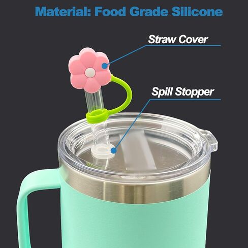 Silicone Spill Stopper Compatible with YETI Straw Cup, Mug Tumbler Accessories Including 2 Straw Cover Topper Cap, 2 Leak Proof Stopper in Kuwait