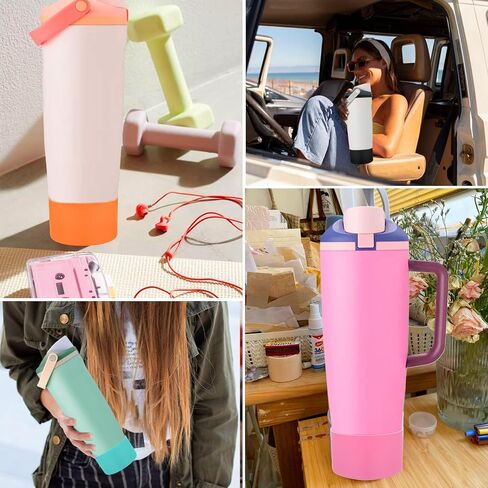 Mity Rain 2PCS أحذية السيليكون الواقية لـ Owala 30oz و 40oz Freesip Stown Bottles & Tumblers - الملحقات لـ Owala ، تعزز الاستقرار ويمنع الخدوش (المشمش البيج) in Saudi Arabia