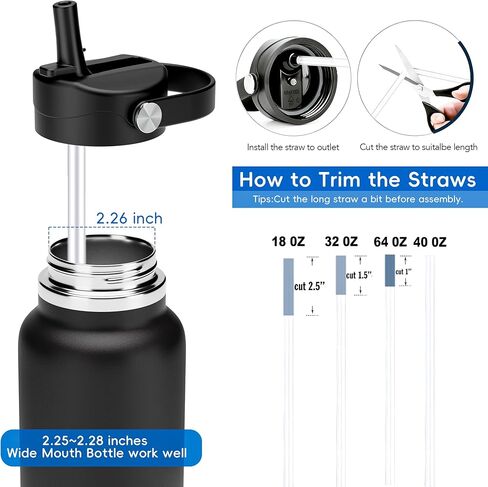 Straw Lid for Hydro Flask Wide Mouth, Lids with Straw for Hydroflask 12 16 18 20 32 40 oz Wide Mouth, Replacement Straw Cap for Hydroflask, Top Sport Bottle Lid in Saudi Arabia