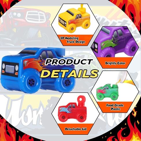 Tanlade 24 Set Four Off Road Cups with Straws, Plastic Truck Vehicle Off Road Drink Cup Reusable Truck Cups Bulk Race Car Birthday Party Favor Supplies for Racing Party Supplies (Splicing Color) in Saudi Arabia