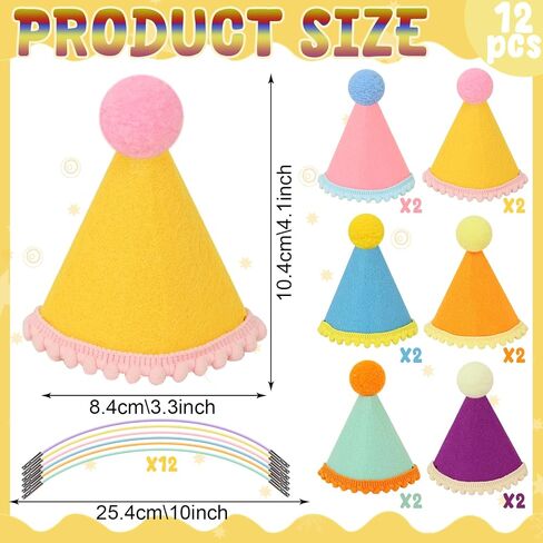 24pcs Mini Party Hats for Stuffed Animals, Birthday Party Cone Hats Dolls Dog Cat Rabbit Puppies Assorted Animal Birthday Decorations in Saudi Arabia