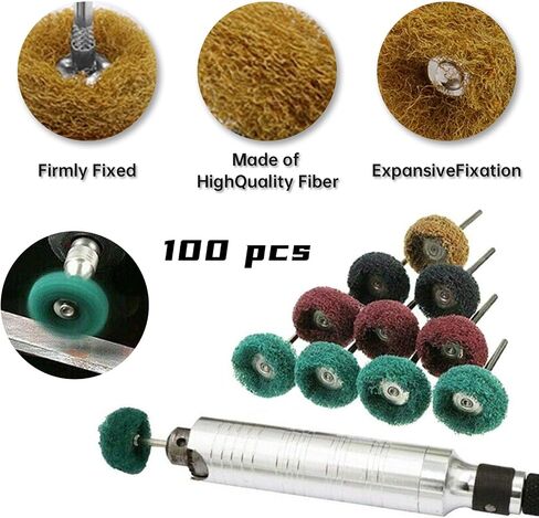 100pcs عجلات التلميع الكاشطة ، 1 "عجلات تلميع التلميع محددة لمركب تلميع المعادن الدوارة مع 1/8" (3 مم) ، 20pcs كل من 120 180 320 400 800 حصباء من وسادة الجباش العجلة in Saudi Arabia