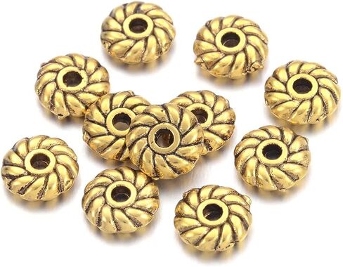 cheriswelry 120pcs 14 k joledry kwated kit مع حبات النحاس النحاسي - المكعب ، العمود ، برميل ، زهرة الشمس ، حبات الفواصل الفضفاضة - 15 أنماط ، 4.5-8 ملم لتصنيع القلادة والأسوار in Kuwait