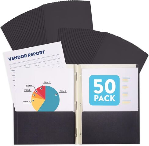 Navy Blue Folders with Prongs, Navy Blue Two Pocket Folders with Prongs, 3 Brad Folder, Paper, 50 Pack in Saudi Arabia