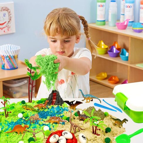 Bbiamsleep Unicorn Sensory Bin, 493 Pcs Unicorn Sand Kit with Sandbox 3.3 lbs Color Sensory Sand 6 Castle Mould 9 Tools for Birthday Party in Kuwait