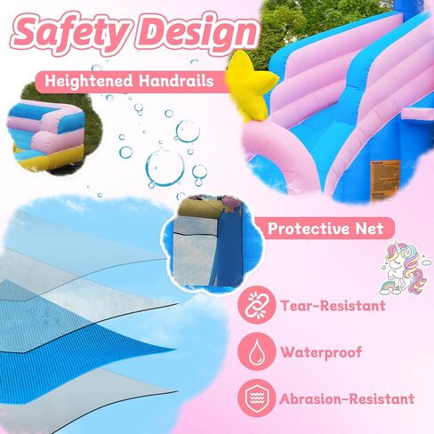 Culaluva Inflatable Water Slide: 5 in 1 Crocodile Blow up Bounce House for Kids - Splash Pool Cannon Climbing Wall Basketball Rim 480W Blower - for Backyard Outdoor Birthday Party in Saudi Arabia