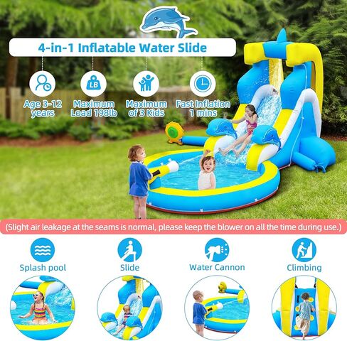 شريحة ماء قابلة للنفخ في Culaluva: 5 في 1 تمساح تفجير منزل ترتد للأطفال - حمام سباحة سبركش تسلق كرة السلة حافة 480 واط - لحفلة عيد ميلاد في الهواء الطلق في الفناء الخلفي in Kuwait