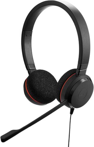 Jabra Evolve 20 Wired Headset (2025 Edition) - سماعة رأس مزدوجة الأذن للمكتب والعمل من المنزل - التحكم في المكالمات - معتمدة لفرق MS - USB -C/A Connectivity - Black in Saudi Arabia