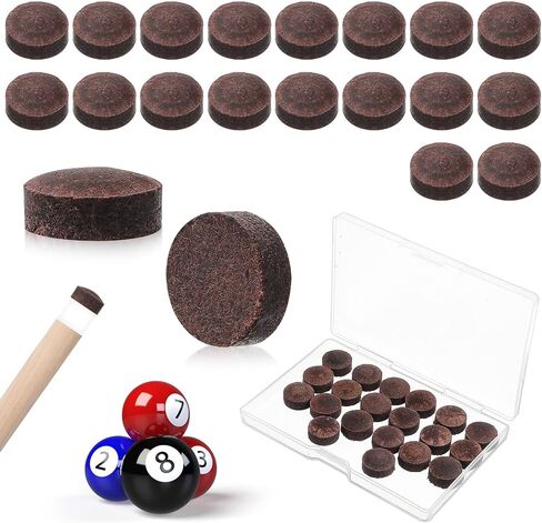 Bremorou 20 PCS Pool Stick Tips Billiard Pool Cue Tick Tips Replacement Repair Kit Blue Billiards Snooker Cue for Table Head Leather Snooker in Saudi Arabia