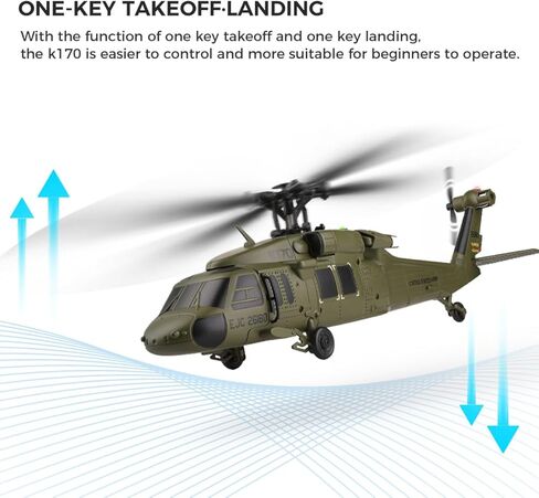 WL K170 Black Hawk RC Helicopter ، 2.4G 4CH Flybarless 6-AXIS Gyritude stitely تحوم مروحية عسكرية RC مع منصات الهبوط الإقلاع في المئزر (إصدار RTF) in Saudi Arabia