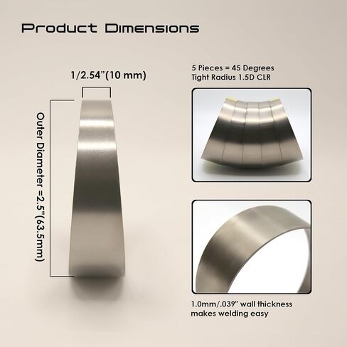Titanium Pie Cuts 45 degree 2.5" Loose Radius (Not Welded) - Grade 1 Titanium for Custom Exhaust and Fabrication Projects (5pcs) in Saudi Arabia