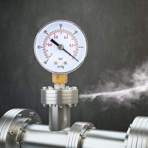 EVGATSAUTO 1/8 BSPT Brass Vacuum, Bottom Connection, Clear Dial with -1-0Bar -30-0inHg Range, for Water, Oil, Air or Gas, Transparent Cover in Saudi Arabia