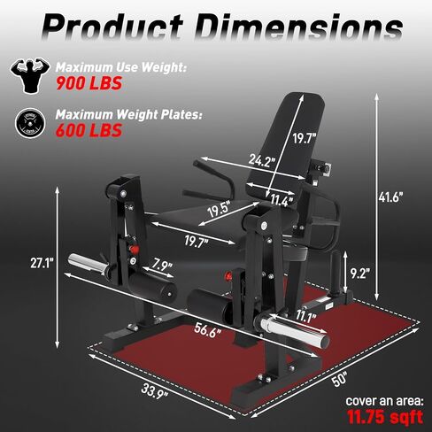 3 in 1 Leg Extension & Curl Machine, Separation Single Leg Extension, Stand Leg Curl, Leg Workout, Adjustable Bench, Plate Storage Rod, Compatible with 1'' & 2'' Weight Plates in Saudi Arabia