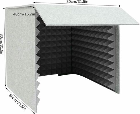 Square Sound Isolation Shield, Portable Desktop Recording Booth with Acoustic Foam Panels, Noise Reduction Vocal Enclosure for Podcast Voiceover Streaming in Kuwait