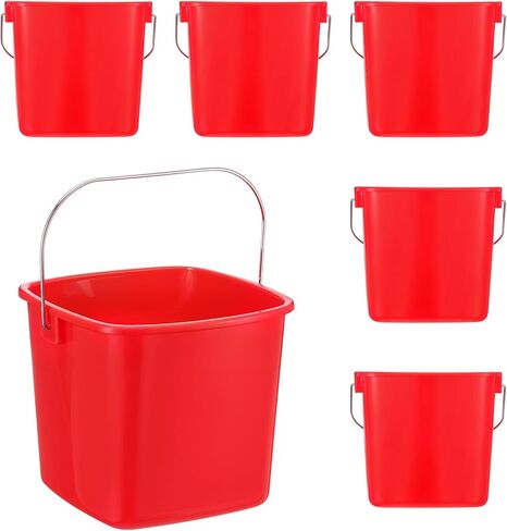 6 PCS 3 Quart Cleaning Ducket Small Amplizing Square Bucket Pail for Home Restaurant Restaurant Office School (Red) in Saudi Arabia