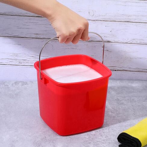 6 PCS 3 Quart Cleaning Ducket Small Amplizing Square Bucket Pail for Home Restaurant Restaurant Office School (Red) in Saudi Arabia