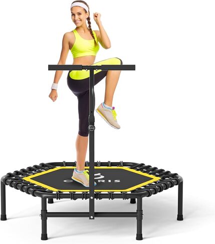 CLORIS 45'' Rebounder Trampoline for Adults - Max Load 450lbs, Mini Trampoline with Adjustable Foam Handle Indoor/Outdoor Fitness Body Exercise in Kuwait