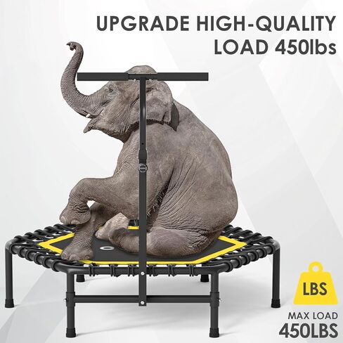 CLORIS 45'' Rebounder Trampoline for Adults - Max Load 450lbs, Mini Trampoline with Adjustable Foam Handle Indoor/Outdoor Fitness Body Exercise in Kuwait